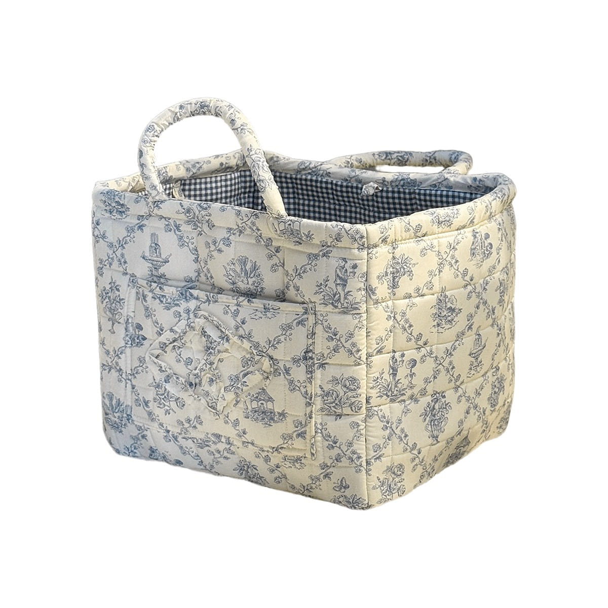 Foldable storage box basket Blue flowers 1 each