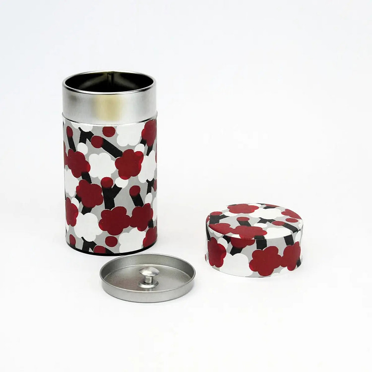 Fuwa Market [Tea Tin] Plum Blossom Pattern (Red) 1 each