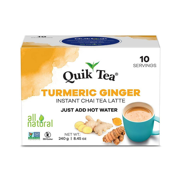 QuikTea Chai Latte,Tumeric Ginger,10ct-(Pack of 1) 1 box