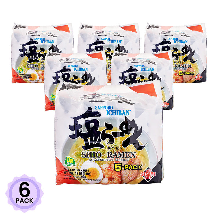 Sapporo Ichiban Instant Noodle, Shio Flavor 5pk 17.5 oz*6 pack