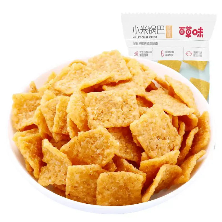 百草味小米锅巴烧烤味80g小吃办公室零食膨化食品 80 克