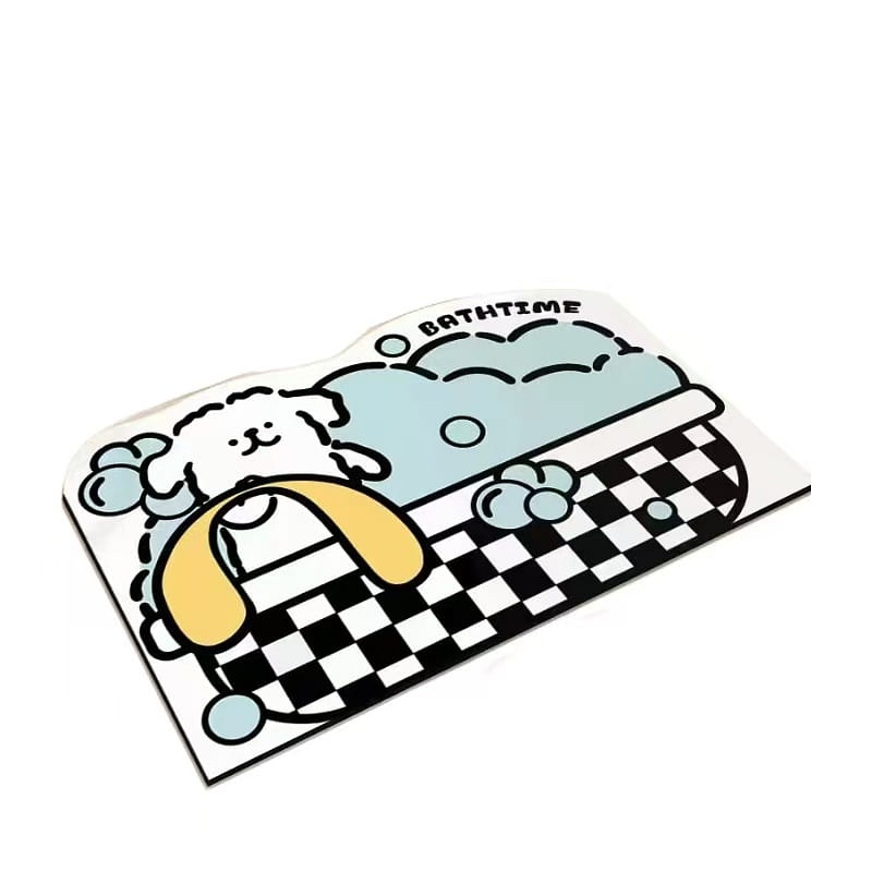 Line Dog Bathroom Mat Toilet Non-slip Diatom Mud -Clean And White 80*120cm 1Pc 1 count