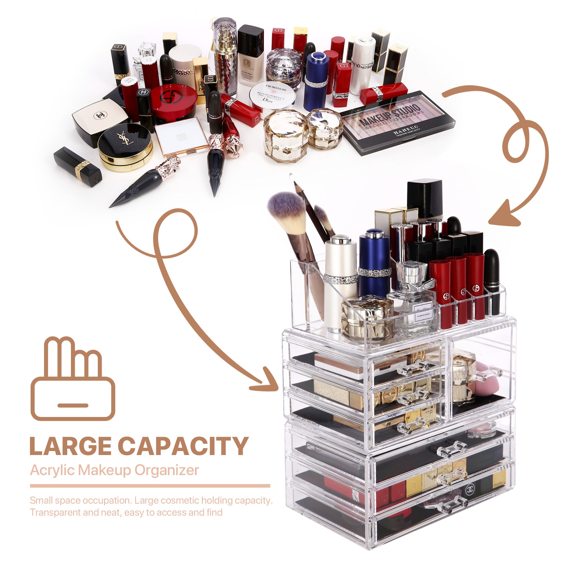 Get [TGC] 3-Layers Acrylic Cosmetic Storage Box with 7 Drawers12+4 Slots  Delivered | Weee! Asian Market