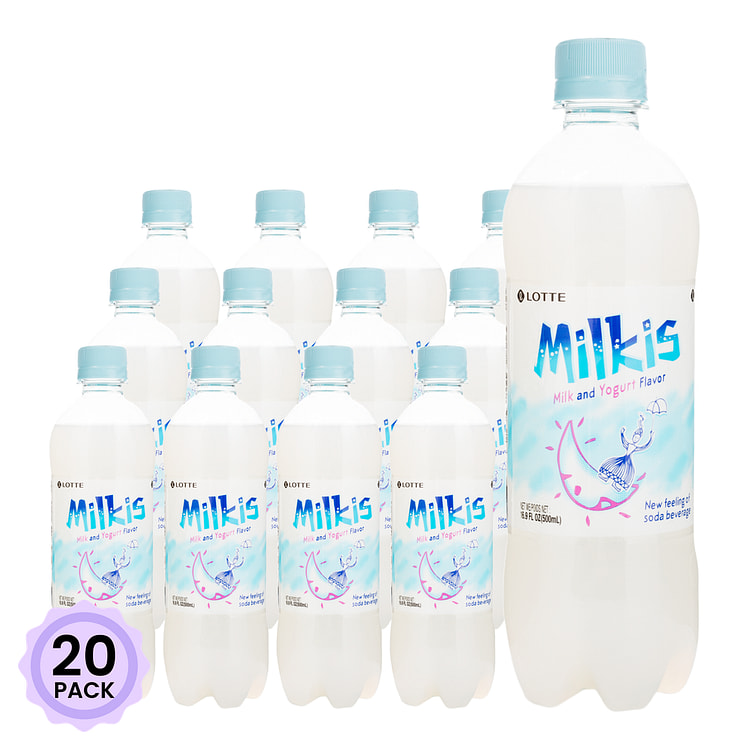 Lotte Milkis Soda Drink, Milk and Yogurt Flavor 500 ml*20 pack