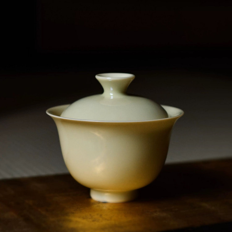 经典茶器 米黄釉色瓷盖碗 泡茶茶具 泡红茶白茶乌龙