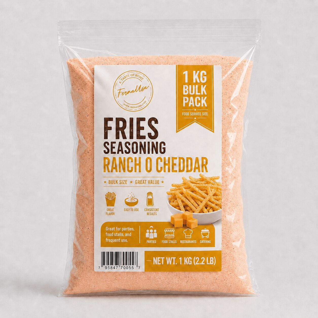 Ferna Filipino Fries Seasoning -Ranch Cheddar 1KG 1000 g