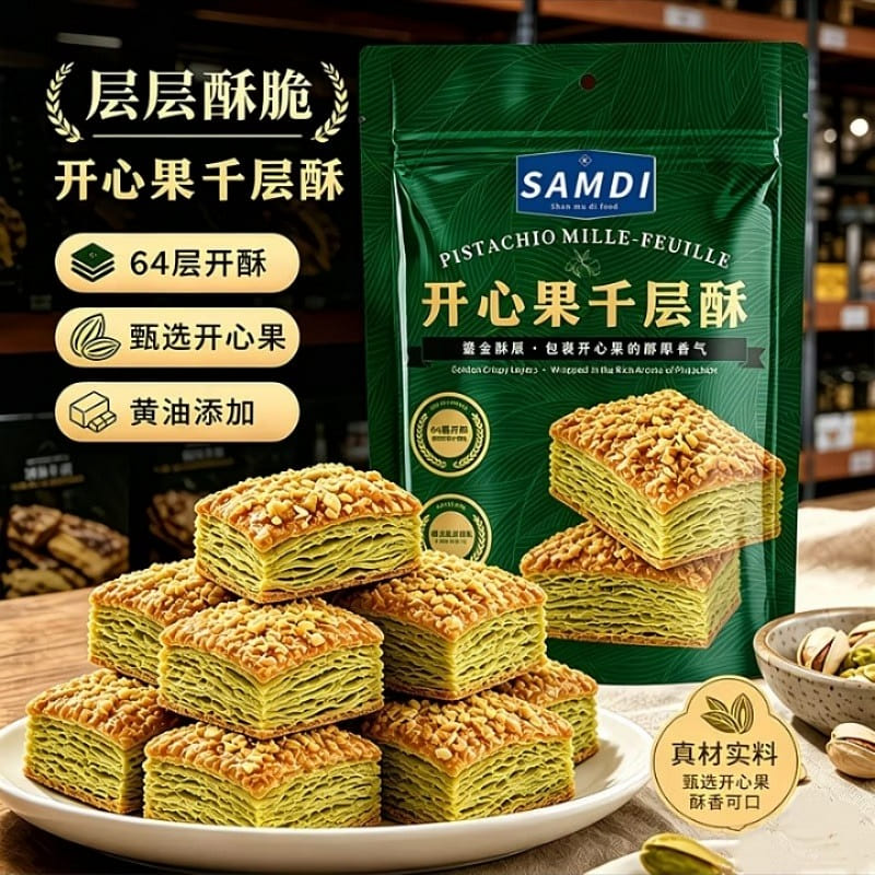 Pistachio Mille-Feuille Pastry Snack 100g*1 pack 100 g