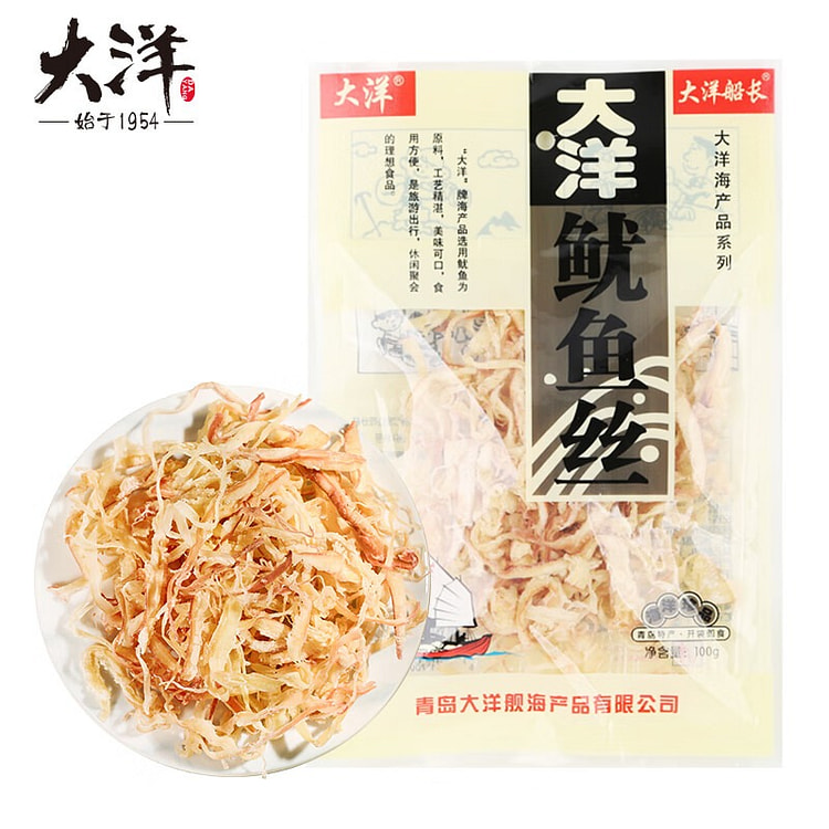 大洋船长 鱿鱼丝 休闲海鲜零食炭烤鱿鱼丝青岛特产 100 克