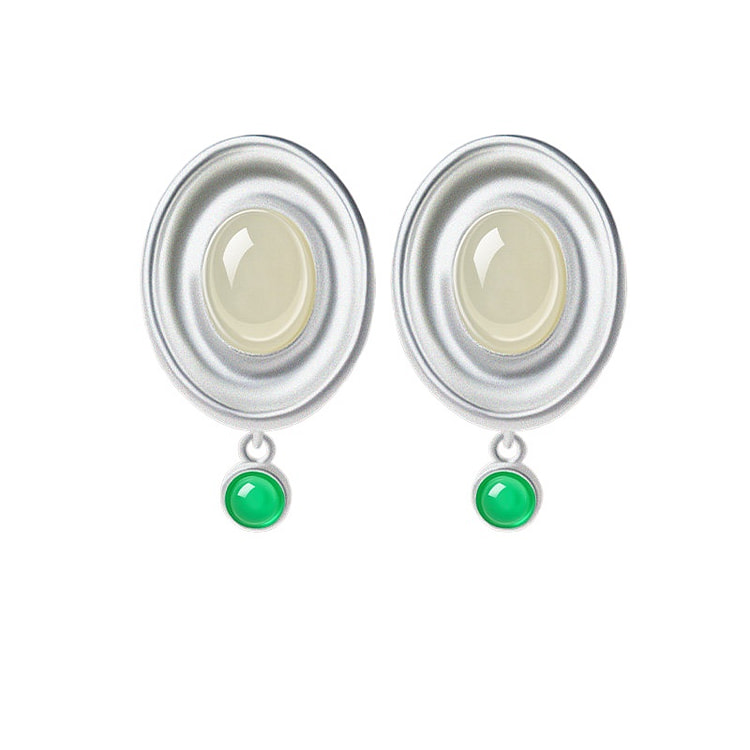 宫里上新 和田玉耳钉天然玉石耳饰 22*13mm 1 盒