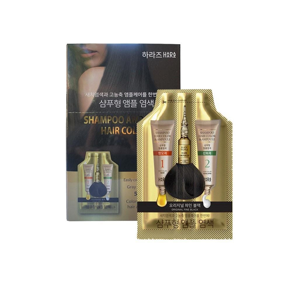 HAARAZ Shampoo Ampoule Hair Color #Original Fine Black 5ea 1 box