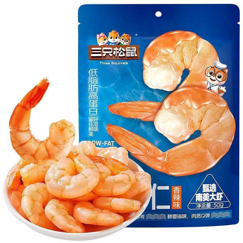 Three Squirrels Low-Fat Shrimp 50g*1 Bag 50 g