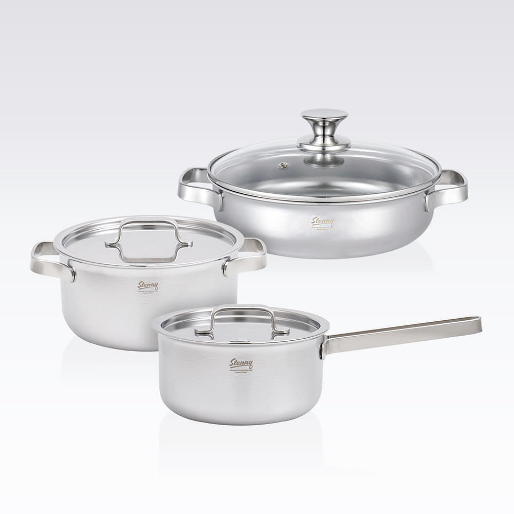 Non-stick 5-Ply Stainless Steel Jeongol 3Pcs Set 4500 g