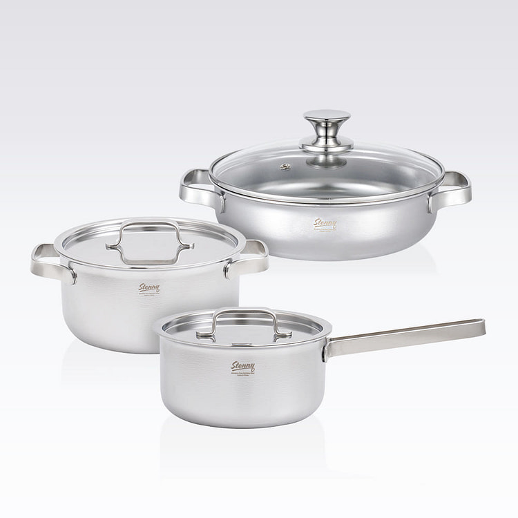 Non-stick 5-Ply Stainless Steel Jeongol 3Pcs Set 4500 g
