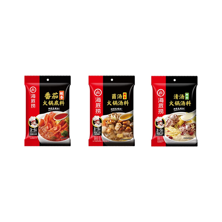 Haidilao Clear Soup 1+Mushroom Soup 1+Tomato 1 420 g