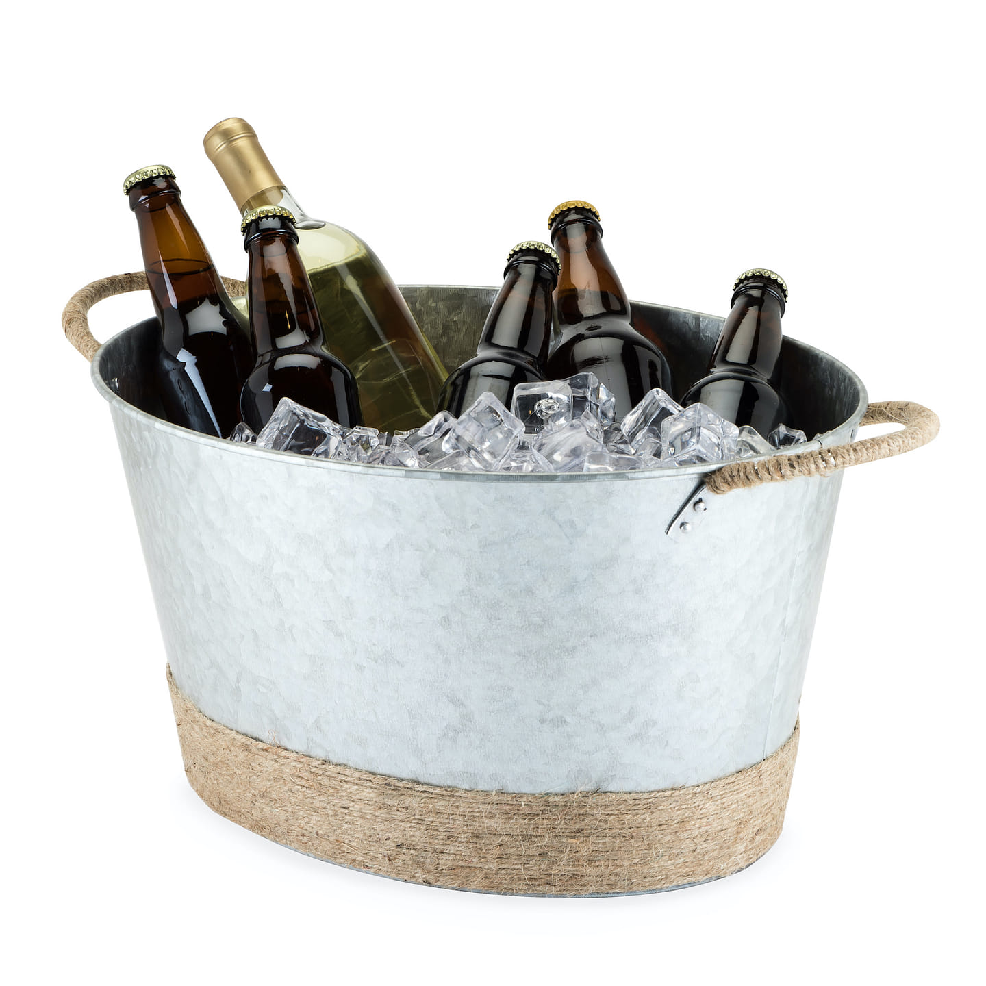Jute Rope Wrapped Galvanized Tub by Twine® 1 each