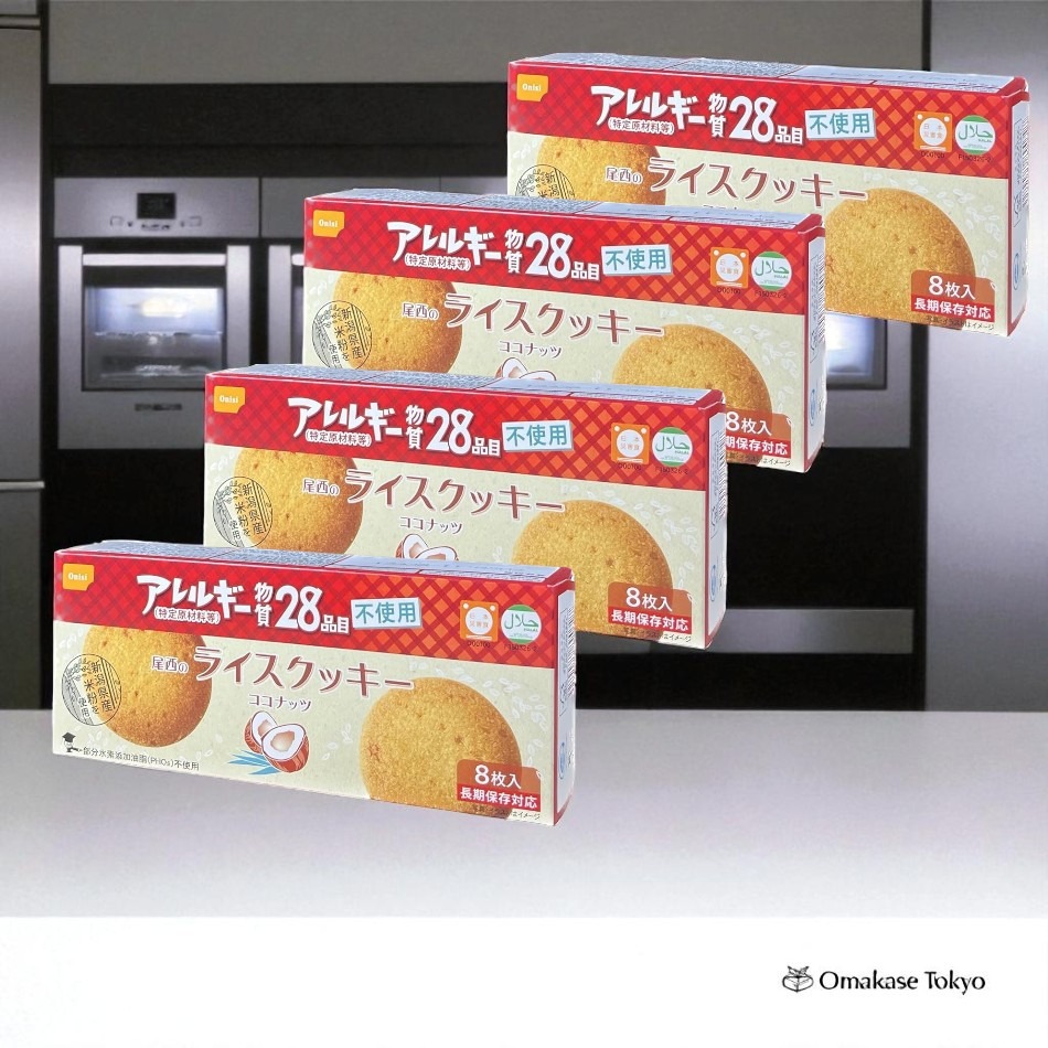 Bisai Foods Rice Cookies, Coconut Flavor 4 Boxes 330 g