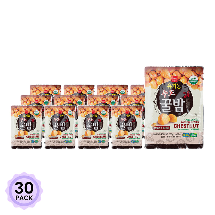 Wang Korea Organic Roasted Peeled Chestnuts 60g*5 300 g*30 pack