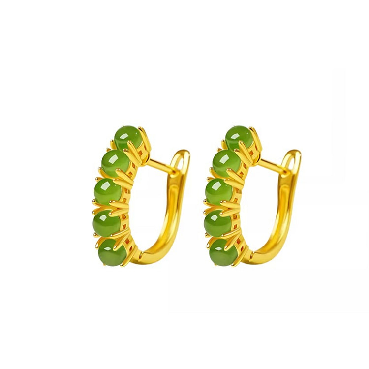 宫里上新 碧玉耳扣 四季长春 15*14mm 1 盒