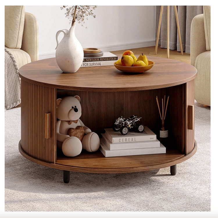 31.5-Inch Round Coffee Table With Storage And 360 1 box