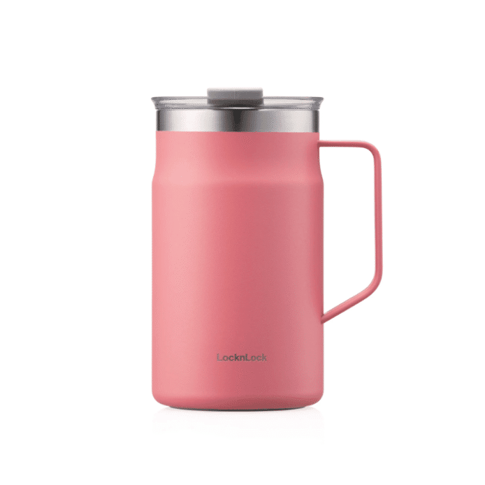 LOCK & LOCK Metro Mug Peach Red Perfect Travel Sized Mug for Everyday 20oz 1 カウント