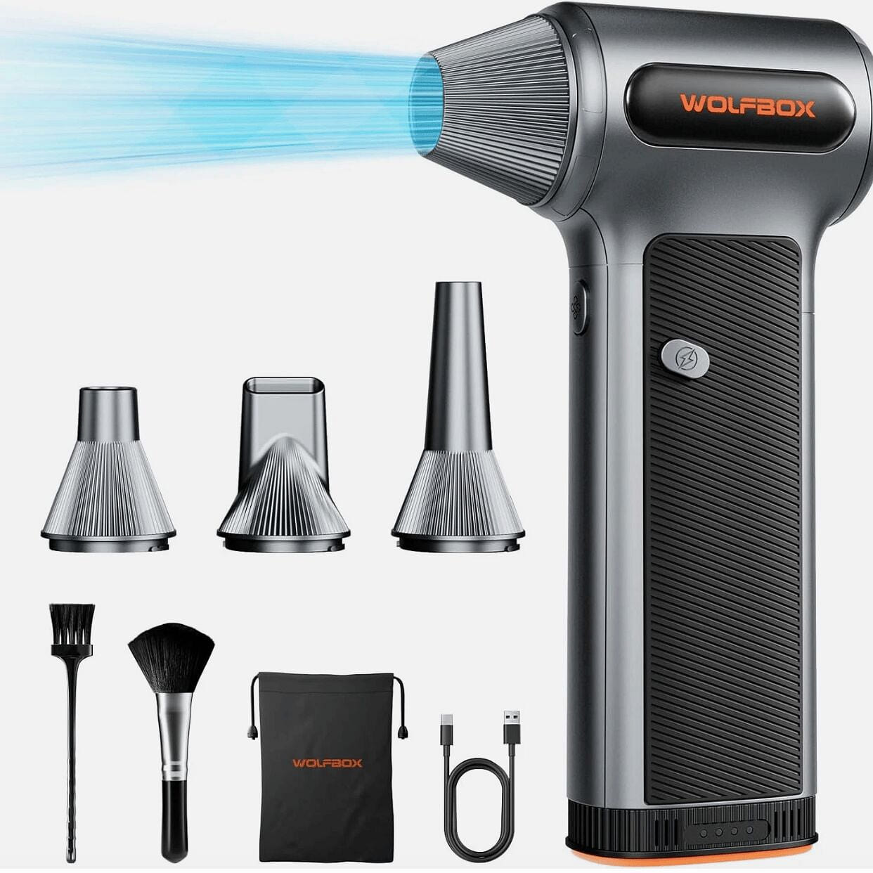 WOLFBOX MF200 Compressed Air Duster w/Removable Ba 1 pack