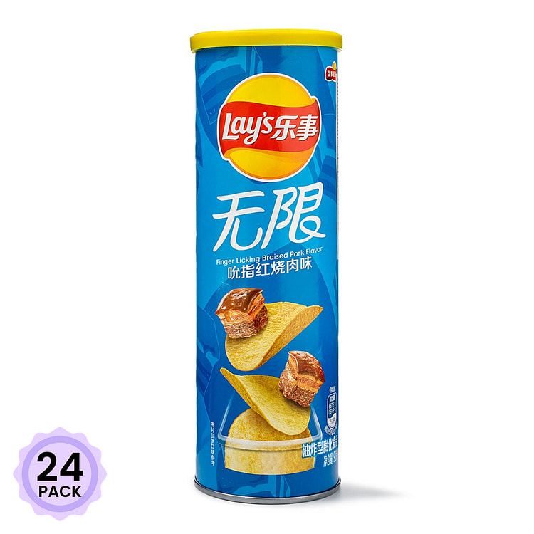 乐事 无限薯片 吮指红烧肉味 90 克*24 包