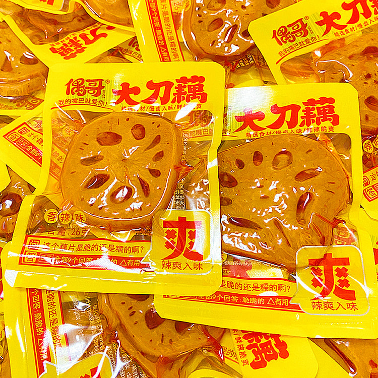 偶哥藕片零食即食麻辣大刀脆藕莲藕卤味26g*5包