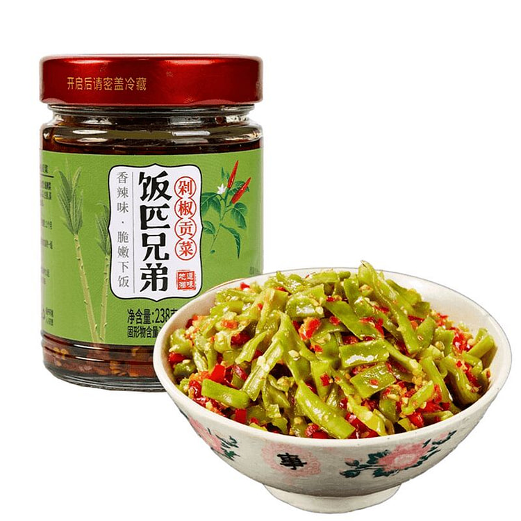 饭匹兄弟剁椒贡菜香辣脆椒湖南特产辣椒酱下饭菜咸菜拌 238 瓶