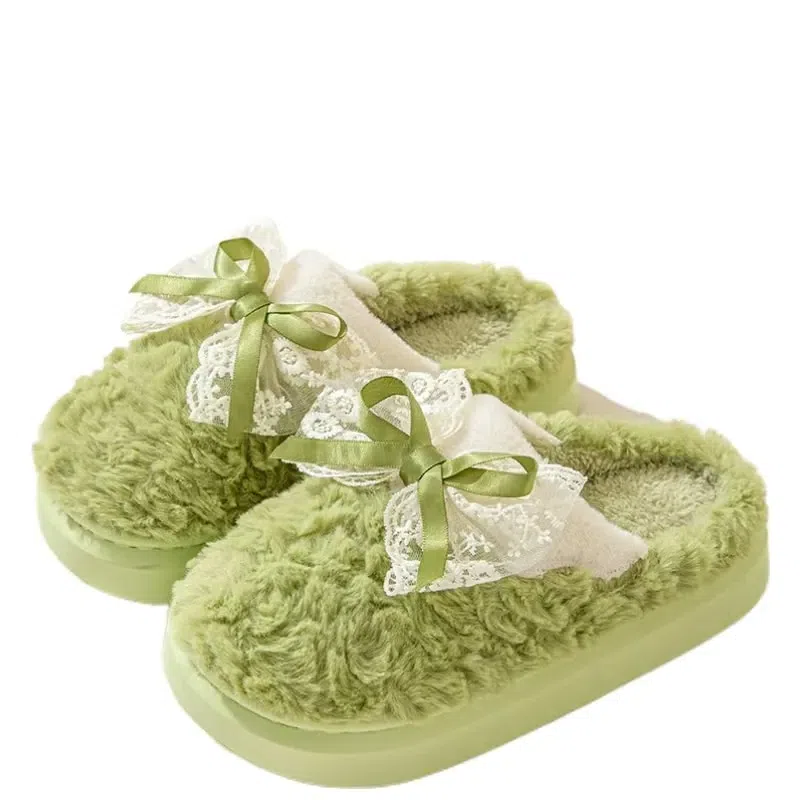 Multi-Color Autumn And Winter Cotton Slippers – Green36-37 (Smaller Size) 1Pair 1 each