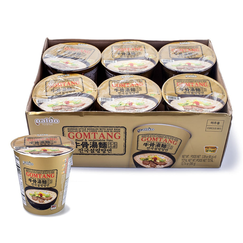 Paldo Gomtang Korean Style Beef & Vegetable Flavor Noodles Cup 6 Cups 2.29 oz