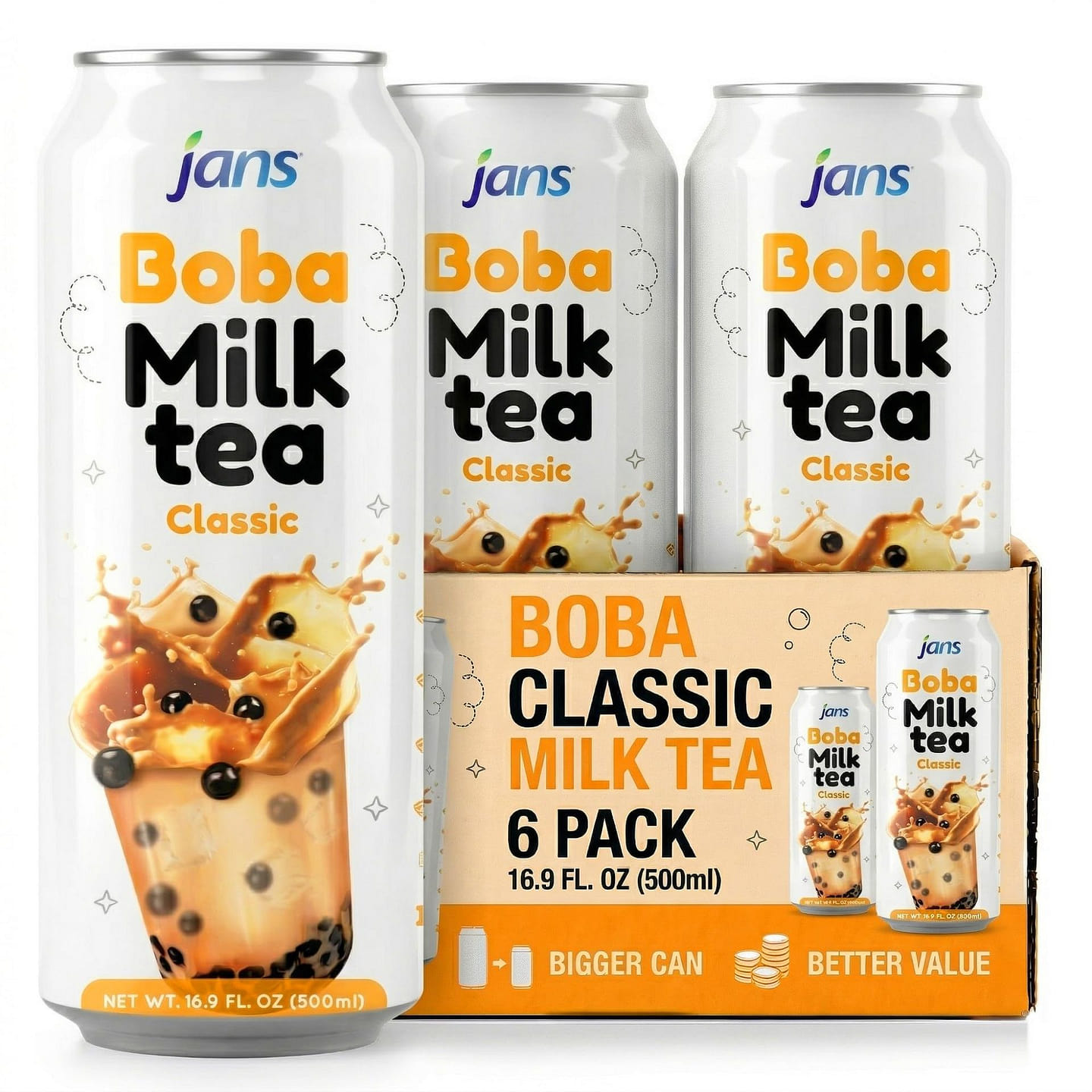 Jans Boba Milk Tea Original 16.9 fl oz Pack of 6 16.9 fl.oz*6 pack