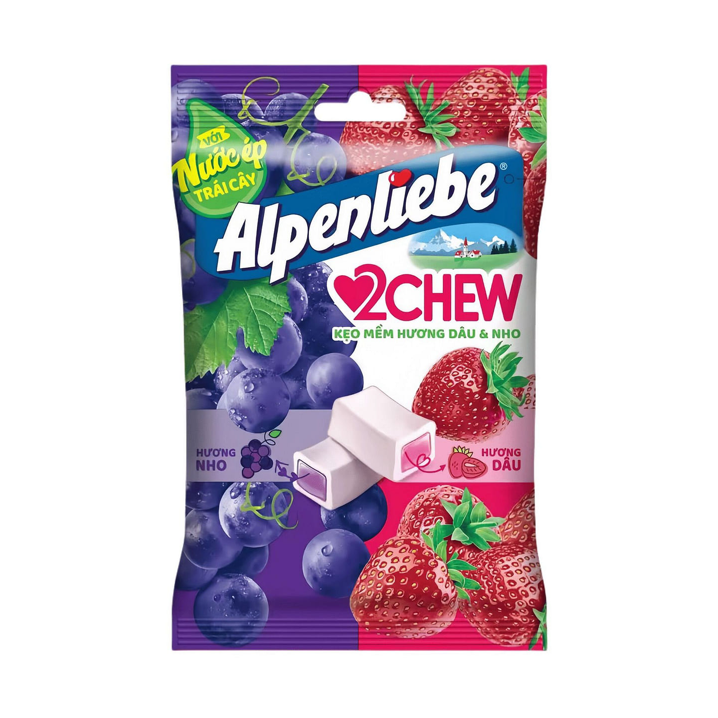 Vietnamese Alps grape flavored soft candy snack 84 g