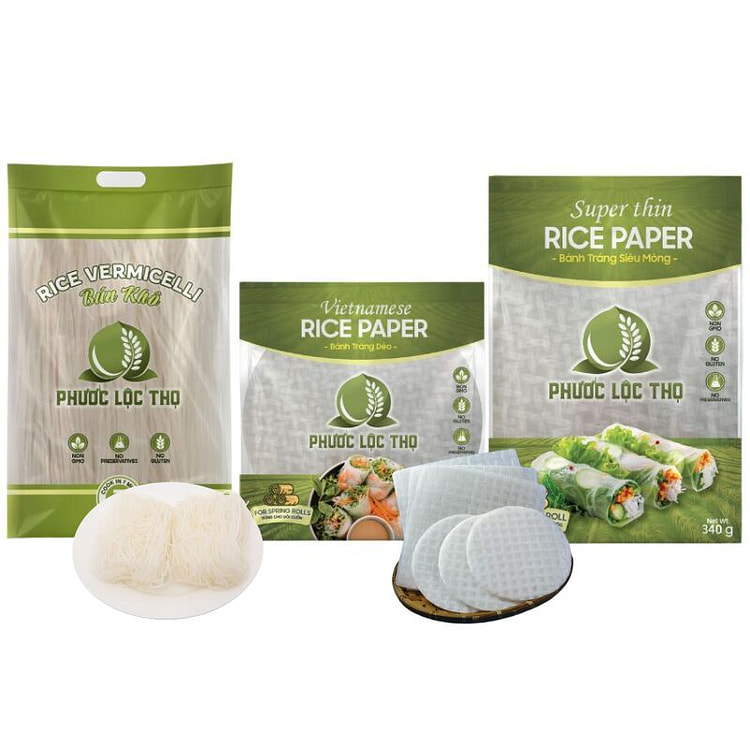 Combo bánh tráng dẻo & bánh tráng siêu mỏng & bún khô Phước lộc thọ ( 3 loạ