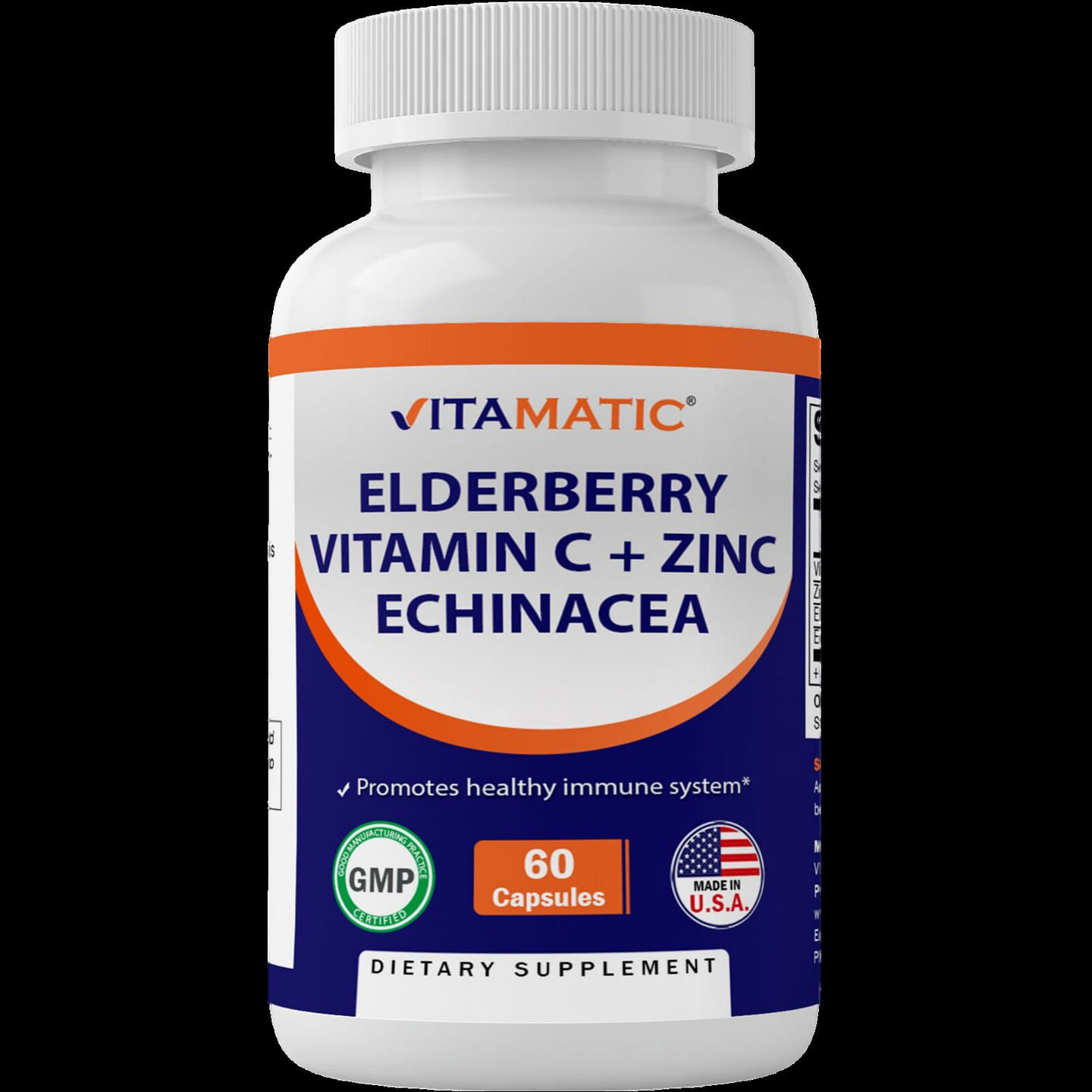 Elderberry Zinc Vitamin C Echinacea – 60 Capsules 1 each