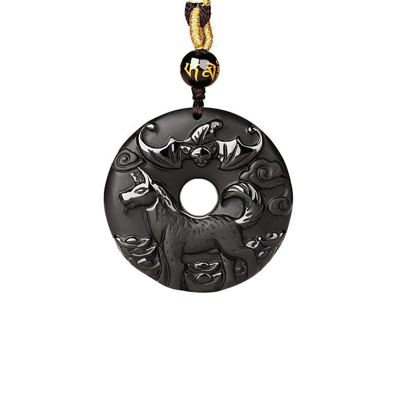 8A Grade Obsidian Pendant Dog 37.6 * 37.6mm 1 box