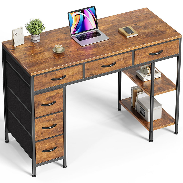 Computer Desk with 6 Drawers, 47 Inch Office Desk