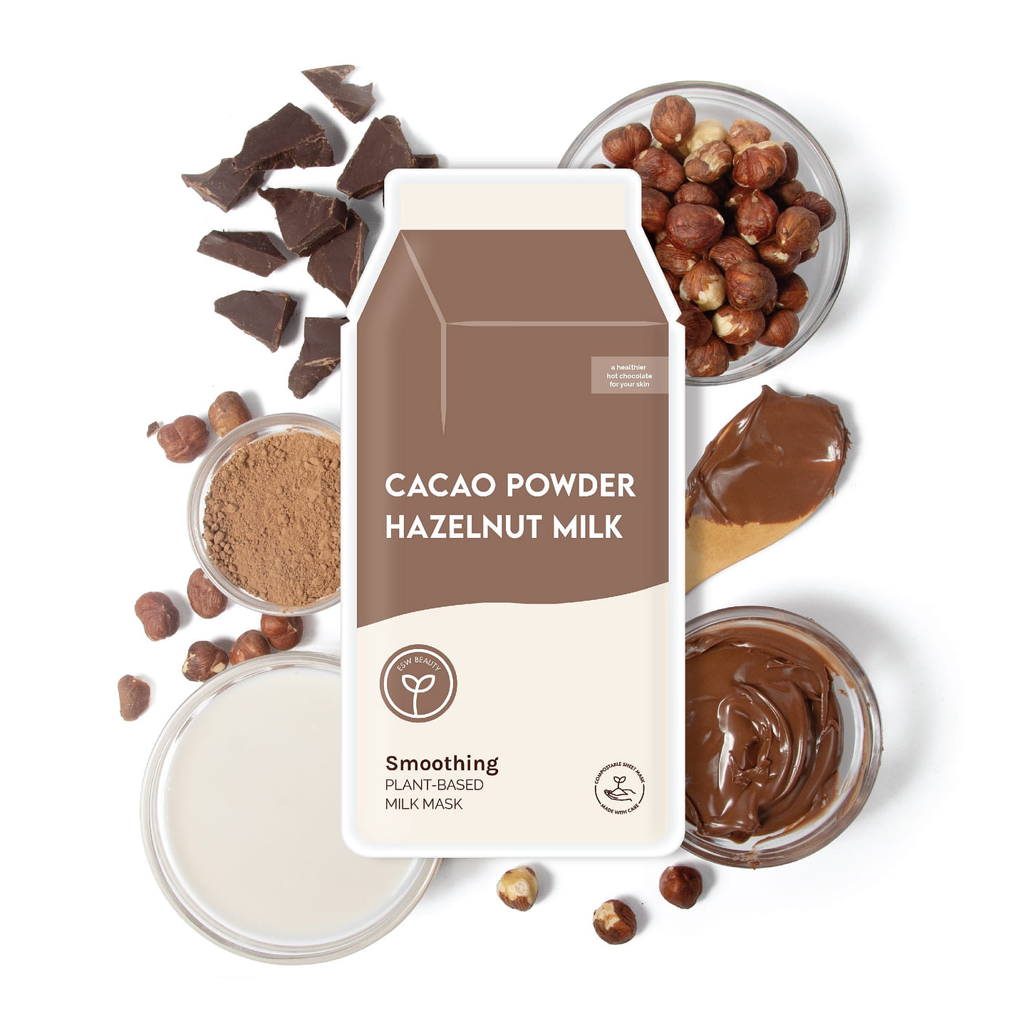 Cacao Powder Smoothing Plant-Based Milk Mask 1 each