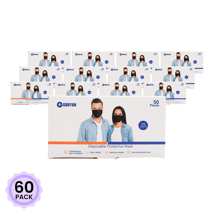 黑色一次性口罩（50片） 1 盒*60 包