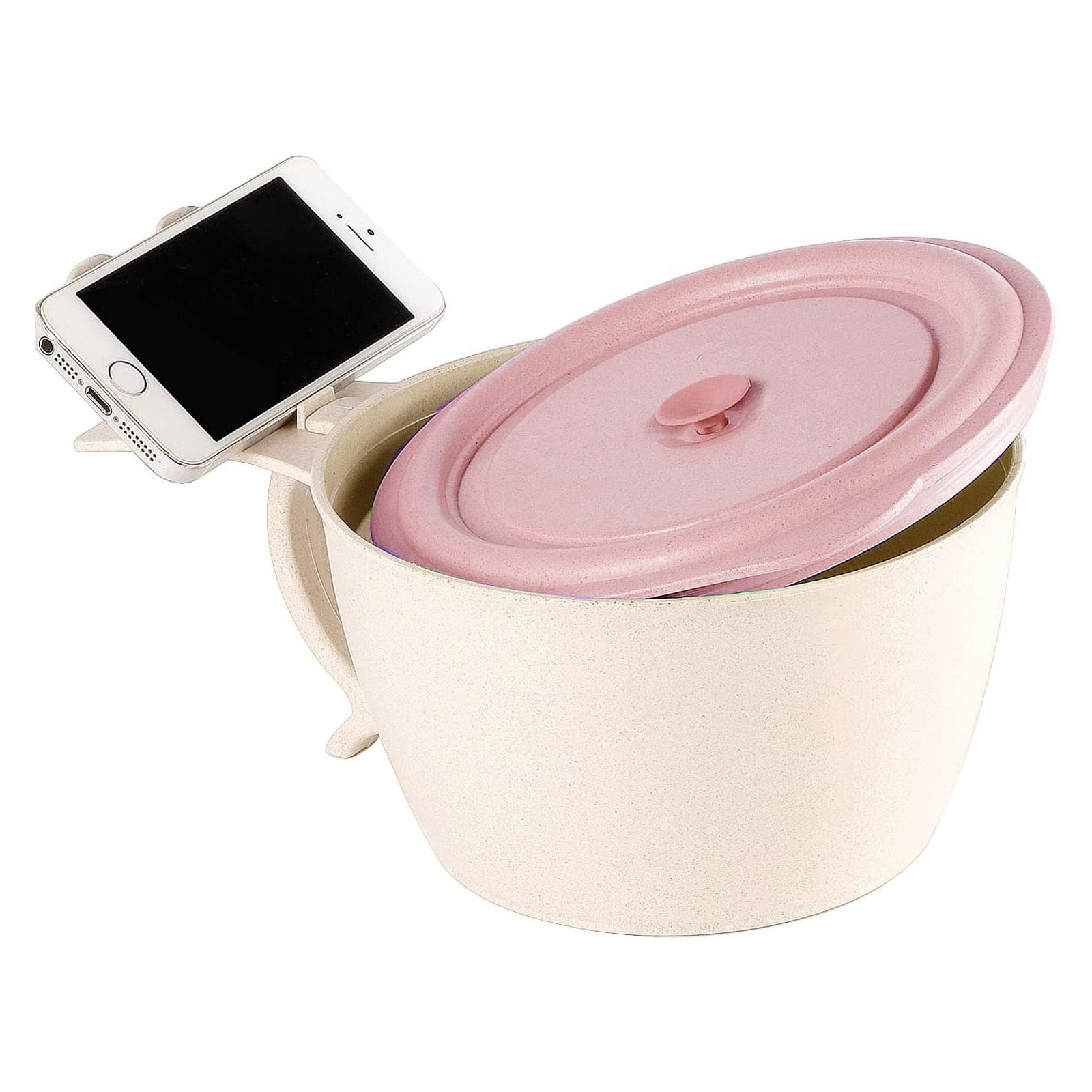 Microwave Noodle Bowls With Lid - 40 OZ Large Wheat Straw Soup Mug Phone Holder 1 each