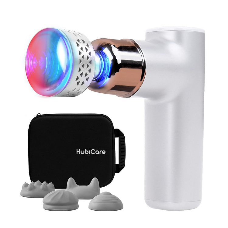 HubiCare 按摩枪，带 8 级控制模式、4 个可更换按摩头 白色