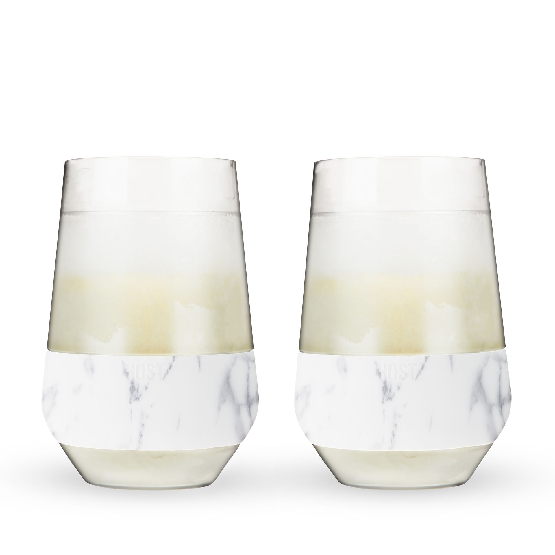 HOST Freeze™ XL Cooling Cup in Double Walled Insulated Freezable Drink Chilling Tumbler with Freezing Gel, 12 Ounces - Set of 2 | Marble 12 oz