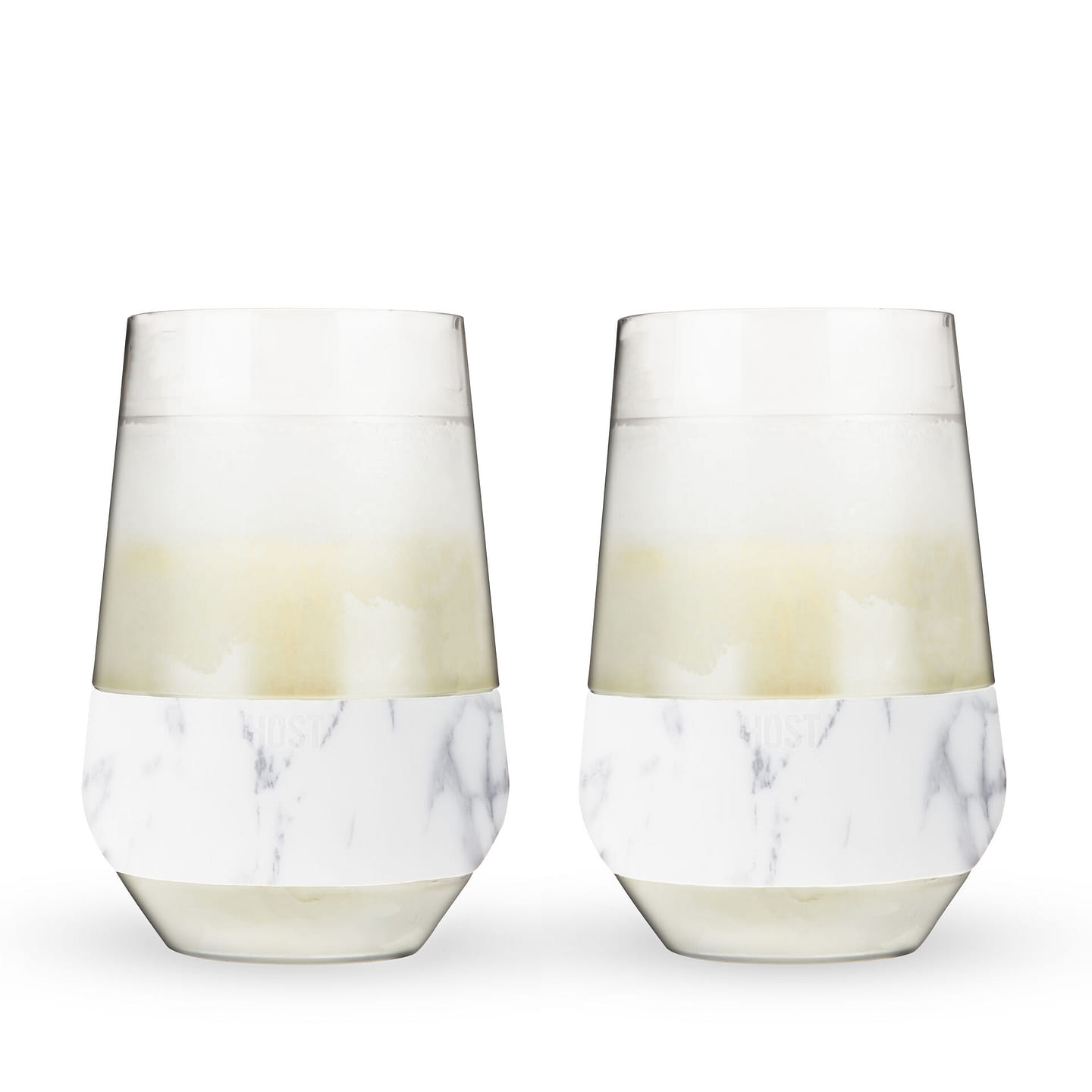 HOST Freeze™ XL Cooling Cup in Double Walled Insulated Freezable Drink Chilling Tumbler with Freezing Gel, 12 Ounces – Set of 2 | Marble 12 oz