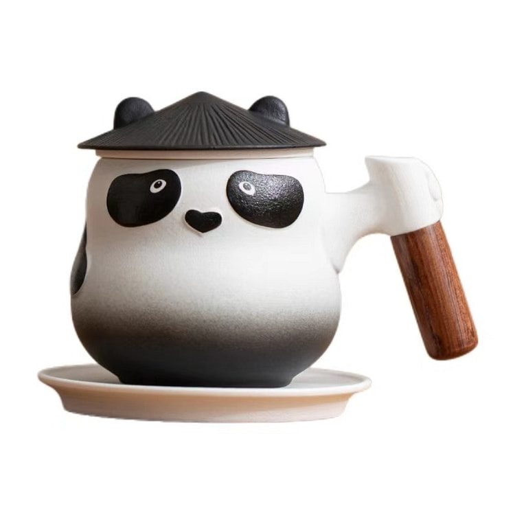 【中国直邮】FOXTAIL 功夫熊猫陶瓷杯礼盒 茶水分离泡茶杯子 带盖 传统文化-渐变黑1个 *|预计到达时间3-4周