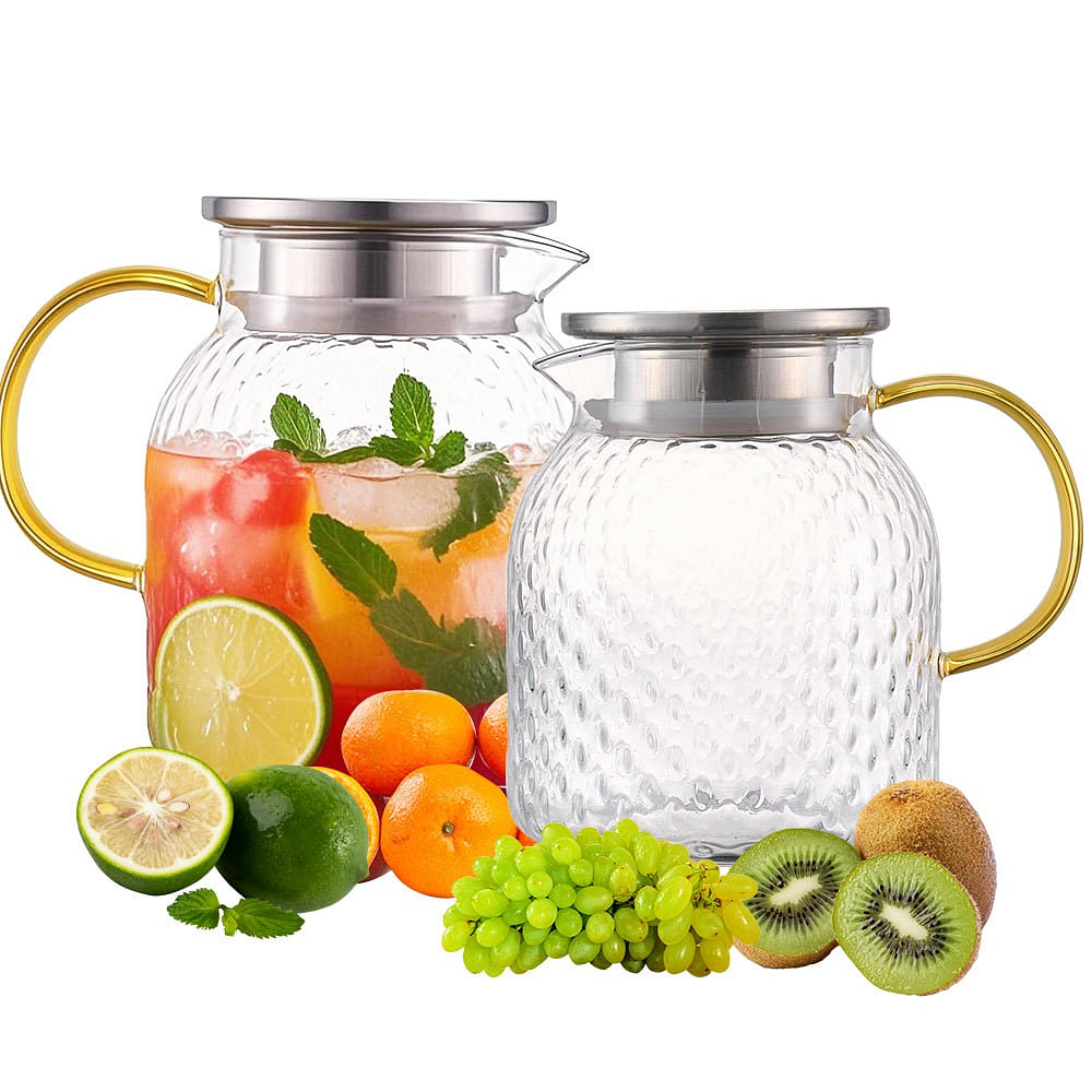 34oz Glass Pitcher with Lid and Spout 2 count