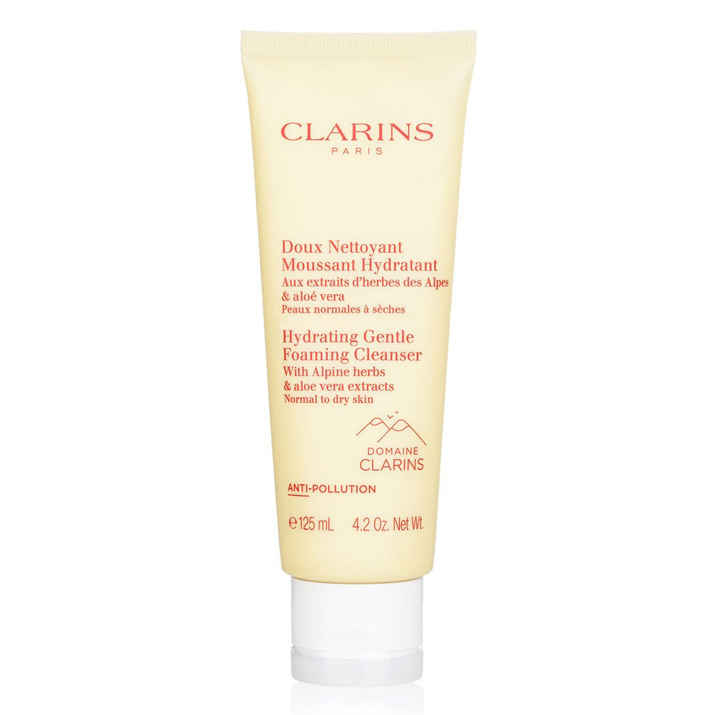 Clarins Hydrating Gentle Foaming Cleanser with Alpine Herbs & Aloe Vera Extracts – Normal to Dry Skin 125 ml