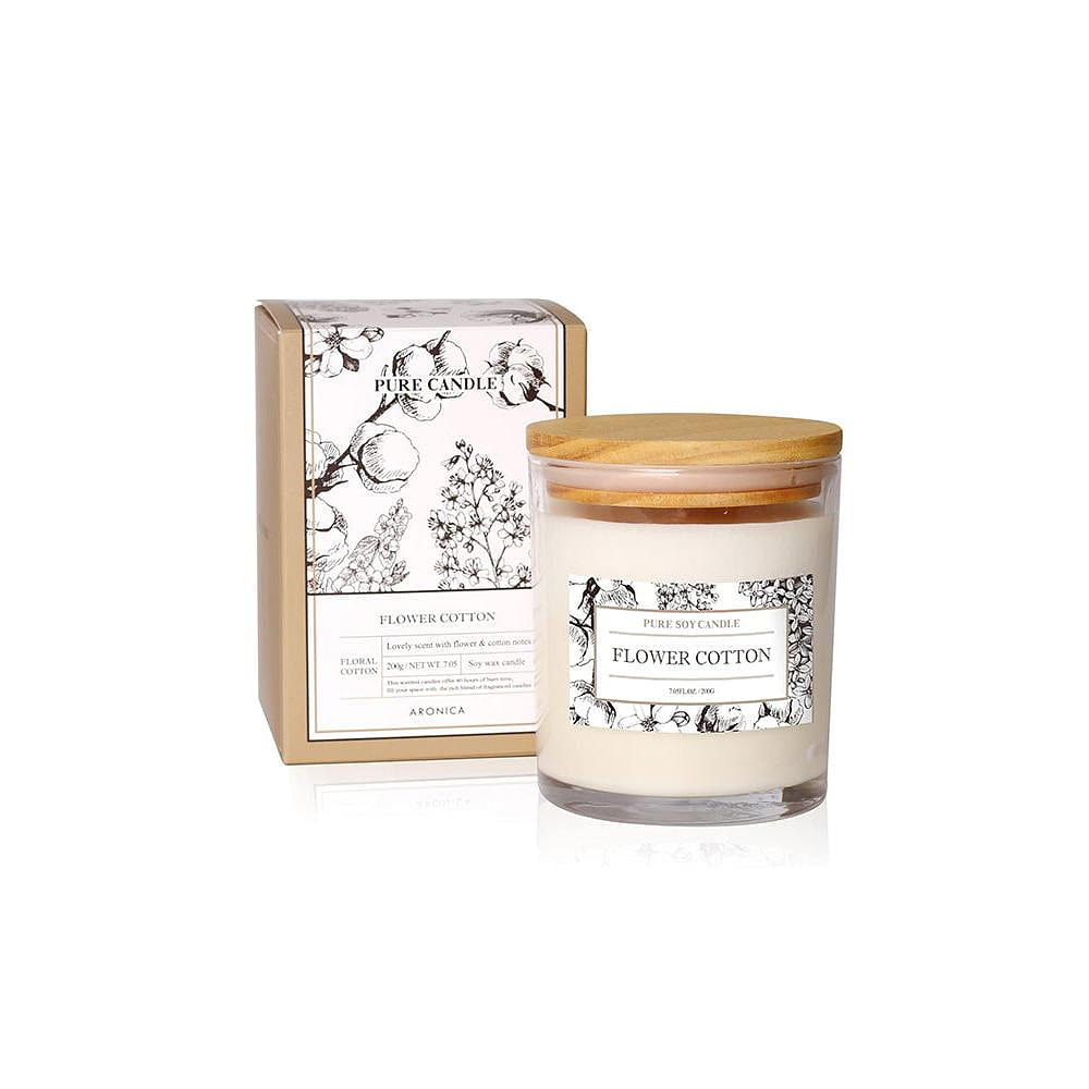 ARONICA Pure Soy Candle – Flower Cotton 200g(7.05oz) 1 each