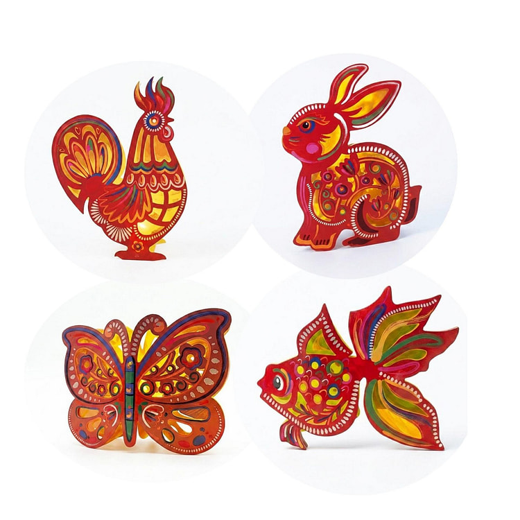 Ikachi Traditional Red Lanterns Combo Size Medium 1 each