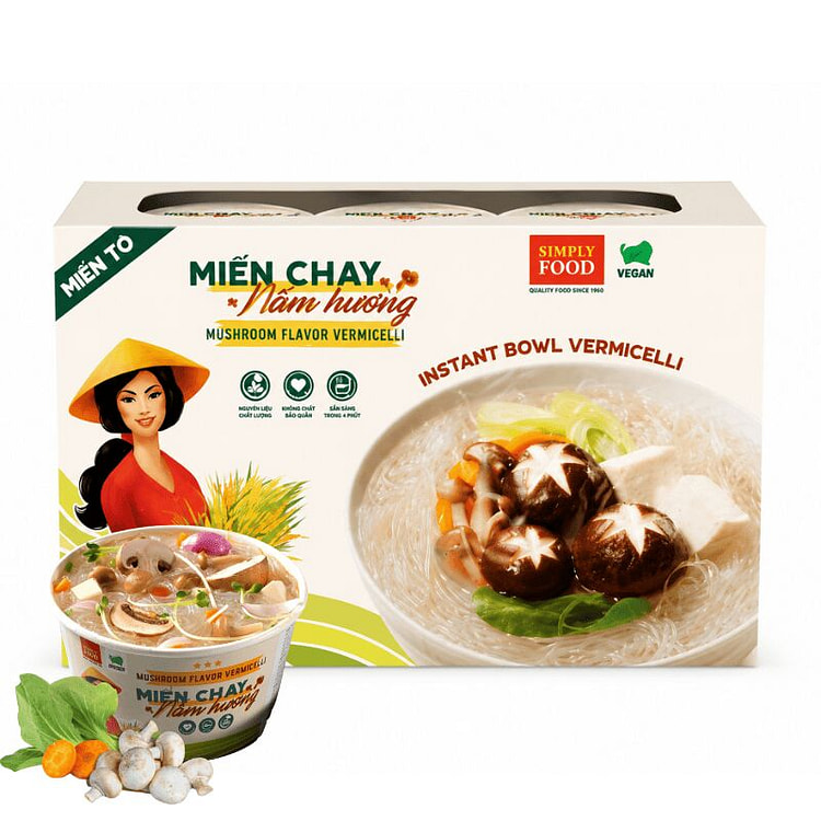 Simply Food Instant Mushroom Glass Noodles 9 Packs 55 g