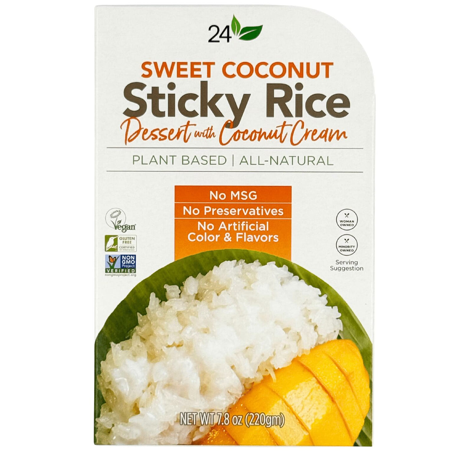 24Vegan Sweet Coconut Sticky Rice Dessert with Coconut Cream - Plant Based 7.8 ออนซ์
