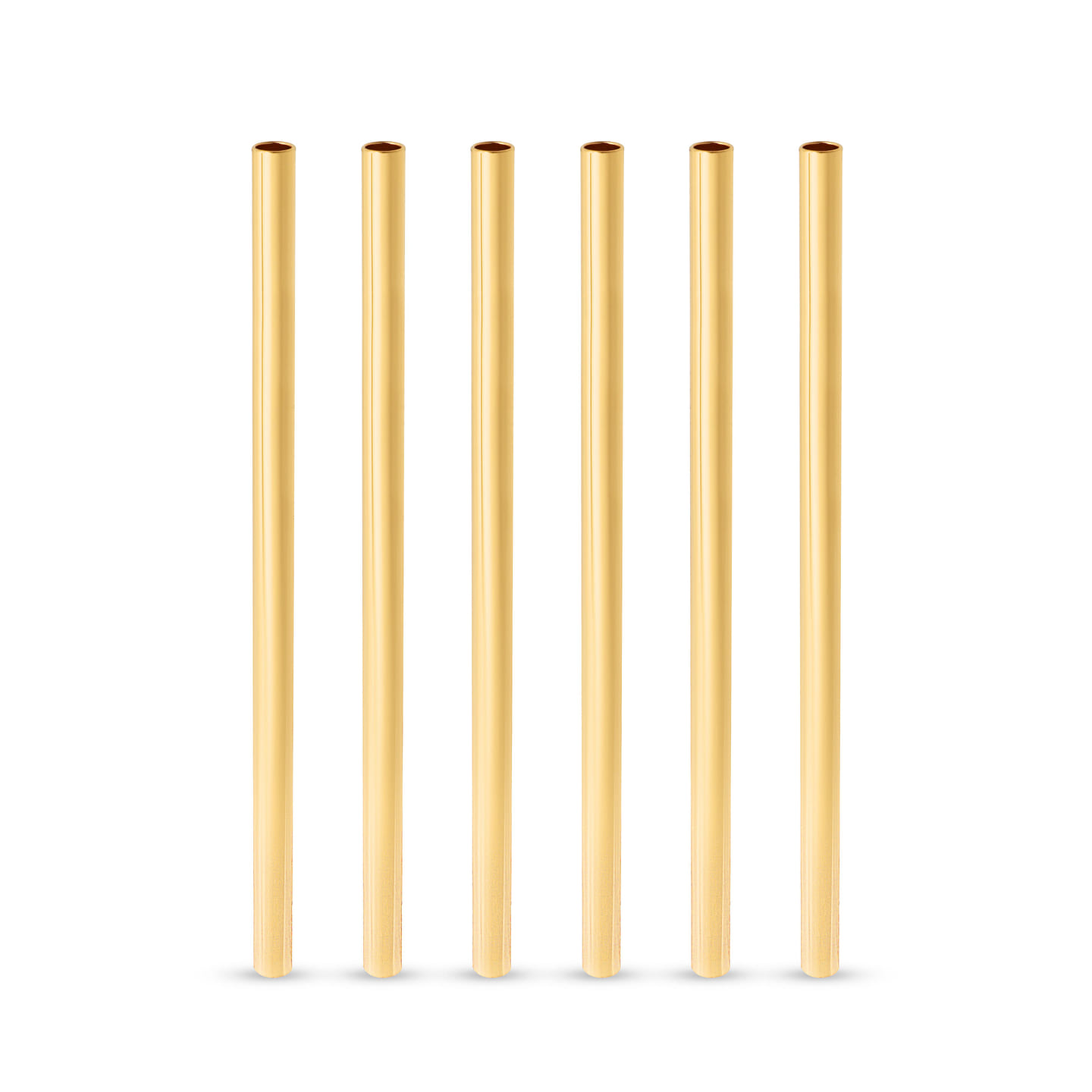 Viski Stainless Steel Cocktail Straws with Gold Finish, Eco-Friendly Reusable Short Metal Straws, 5 Inch Set of 6 6 count
